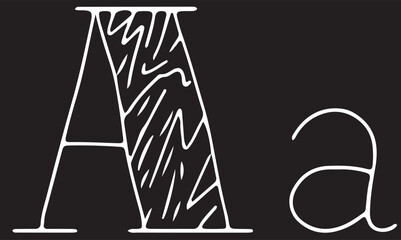 capital letter A and lowercase letter a hand drawn with curved white lines on a black background