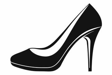 high heel line art silhouette vector illustration