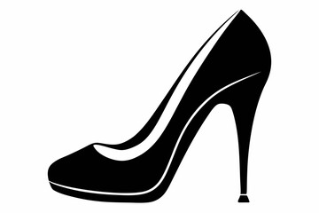 high heel line art silhouette vector illustration