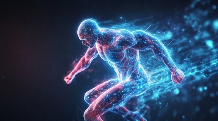 Image of a Glowing Human Figure for Muscle Endurance Enhancement