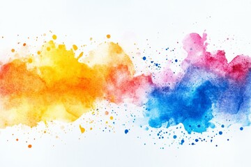 Multicolored watercolor splash on white background. AI generated