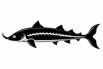 lake sturgeon line art silhouette vector illustration