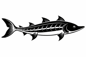 lake sturgeon line art silhouette vector illustration
