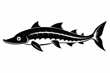 lake sturgeon line art silhouette vector illustration
