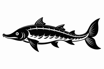lake sturgeon line art silhouette vector illustration