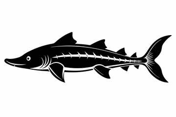 Obraz premium lake sturgeon line art silhouette vector illustration