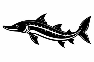 Fototapeta premium lake sturgeon line art silhouette vector illustration