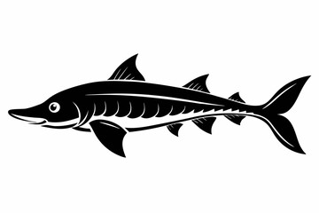 lake sturgeon line art silhouette vector illustration
