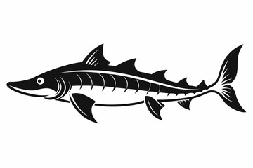 lake sturgeon line art silhouette vector illustration