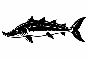 lake sturgeon line art silhouette vector illustration