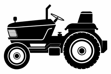 lawn tractor line art silhouette vector illustration