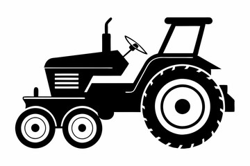 lawn tractor line art silhouette vector illustration