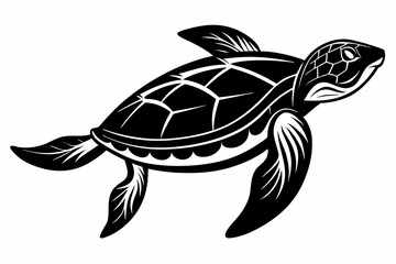 Fototapeta premium leatherback sea turtle line art silhouette vector illustration