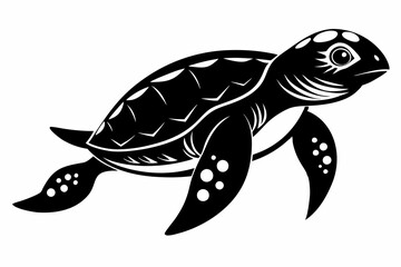 leatherback sea turtle line art silhouette vector illustration