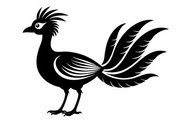 lyrebird line art silhouette vector illustration