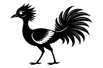 lyrebird line art silhouette vector illustration