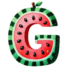 watercolor graphics letter and number a watermelon green red with seeds, Watermelon alphabet letter A-Z, number 0-9, cute cartoon watermelon alphabet fonts