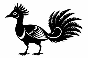 lyrebird line art silhouette vector illustration