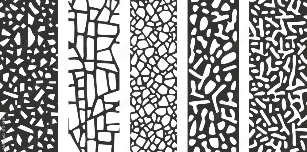 Poster abstract black and white geometric patterns with organic shapes and lines