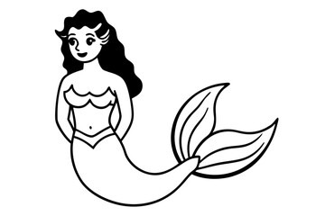 mermaid line art silhouette vector illustration