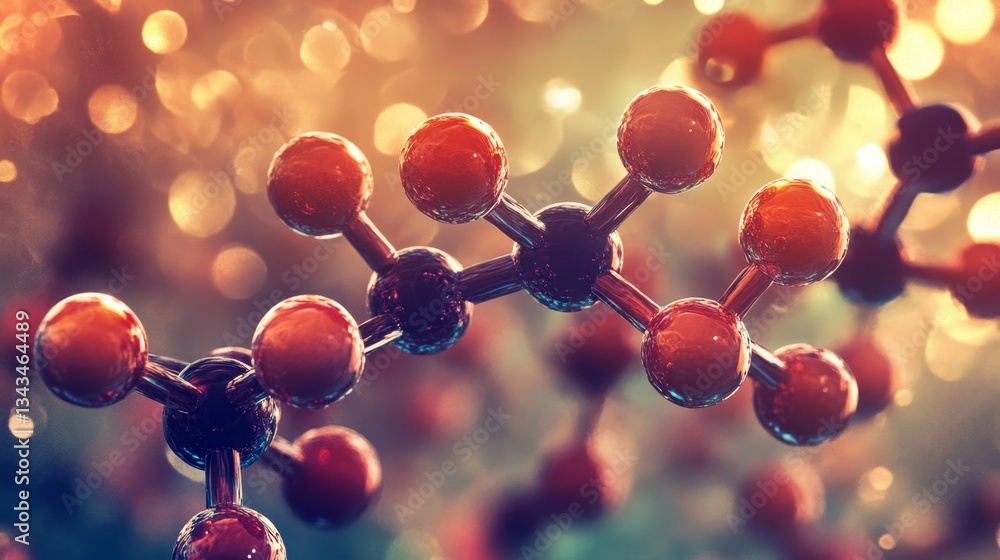 Aufkleber tyrosine molecule structure in glowing background with colorful bokeh