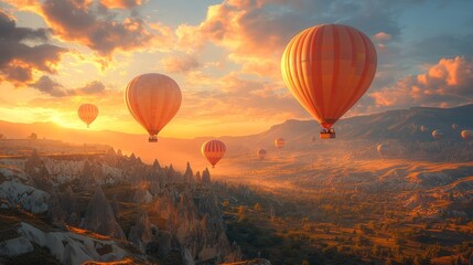 Obraz premium Sunrise Hot Air Balloons Cappadocia Turkey Travel