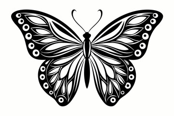 morpho butterfly line art silhouette vector illustration