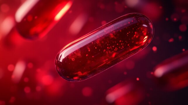 Vibrant Red Capsule Representing Mitochondrial Enhancement Concepts