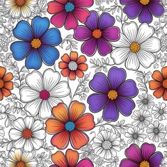 coloring book flowers for adult design drawing flower page white and black