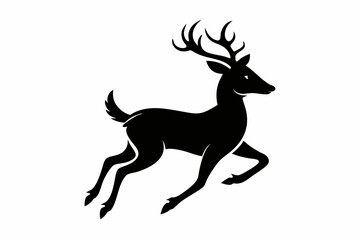 mule deer running line art silhouette vector illustration