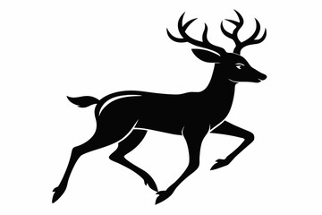 mule deer running line art silhouette vector illustration