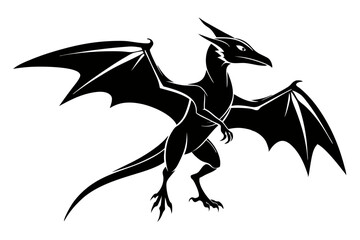 pterodactyl line art silhouette vector illustration © Pinak