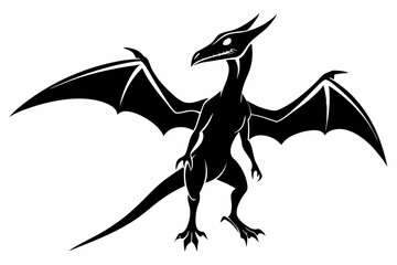 pterodactyl line art silhouette vector illustration © Pinak