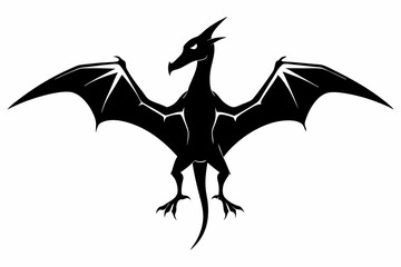 pterodactyl line art silhouette vector illustration © Pinak