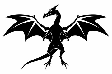pterodactyl line art silhouette vector illustration © Pinak