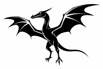 pterodactyl line art silhouette vector illustration © Pinak