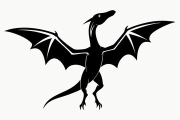 pterodactyl line art silhouette vector illustration © Pinak