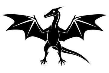 pterodactyl line art silhouette vector illustration © Pinak