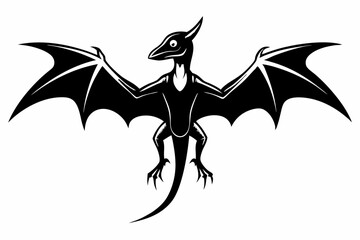 pterodactyl line art silhouette vector illustration © Pinak