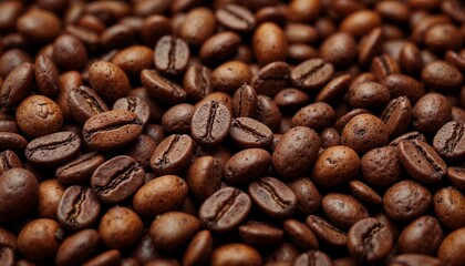 Fototapeta premium Seamless coffee beans texture with realistic patterns in natural colors, soft lighting, and high resolution