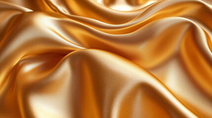 Fototapeta premium Golden Silk Fabric with Smooth Folds and Shiny Texture 