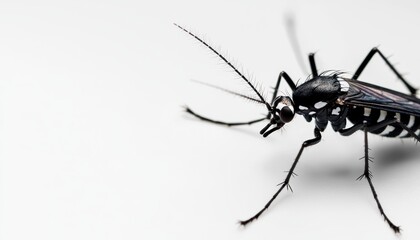 Striking Close Up View of an Aedes Mosquito Detailed Morphology in Black and White Sharp Macro Image