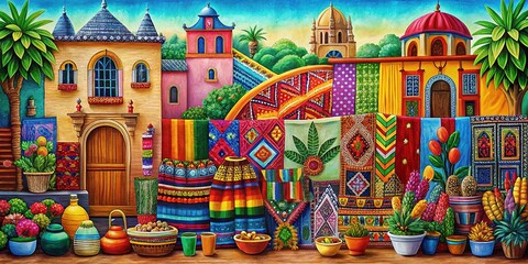 Fototapeta premium Mexican Art Style Illustration