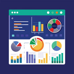 Data dashboard, colorful charts and graphs, business analytics, financial statistics,