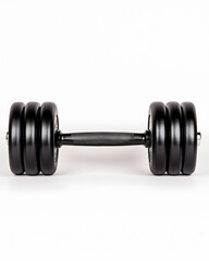 Naklejka premium Adjustable dumbbell with black rubber coated plates and metal bar