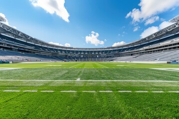 A Large Empty Football Field During a Sunny Day