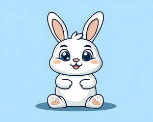 Obraz premium Adorable cartoon white rabbit sitting