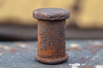 Old and worn-out screw found on a surface, perfect for use in historical or industrial-themed illustrations