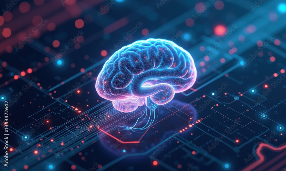 Poster ai brain, digital neural network, technology - artificial intellige.