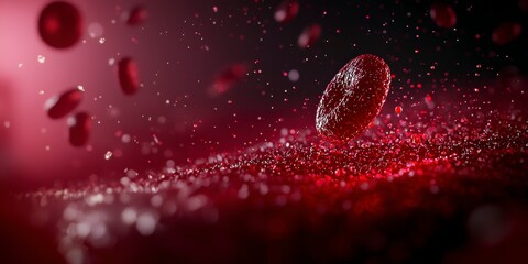 Red Blood Cells Flowing in Vein Macro View 3D Render Health and Medicine Concept Illustration
